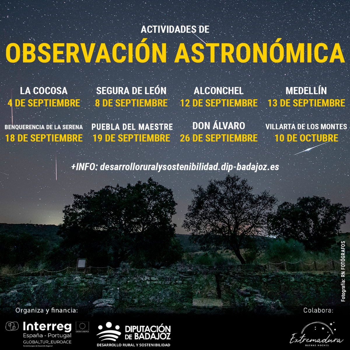 La Diputación de Badajoz organiza actividades de observación astronómica en diferentes comarcas de la provincia