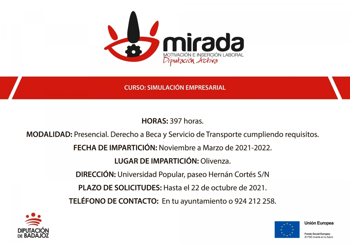 La Diputación de Badajoz impulsa un curso de ‘’Simulación empresarial’’ en Olivenza