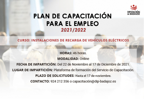 Diputación de Badajoz lanza una acción formativa para la instalación de puntos de recarga de vehículos eléctricos