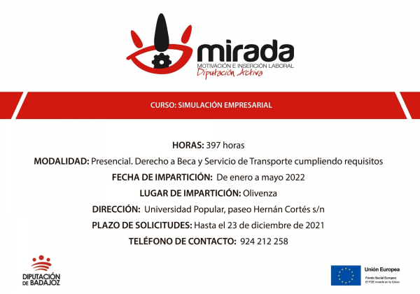 Imagen: La Diputación de Badajoz impulsa una acción formativa de ‘Simulación empresarial’ en Olivenza