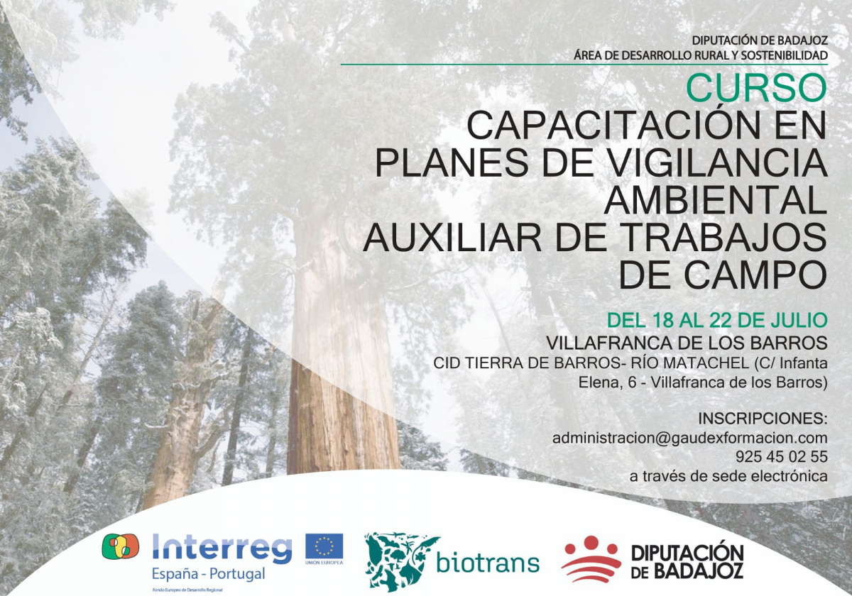 El proyecto europeo BIOTRANS lanza una nueva edición del curso en ‘Capacitación en planes de vigilancia ambiental. Auxiliar en trabajos de campo’
