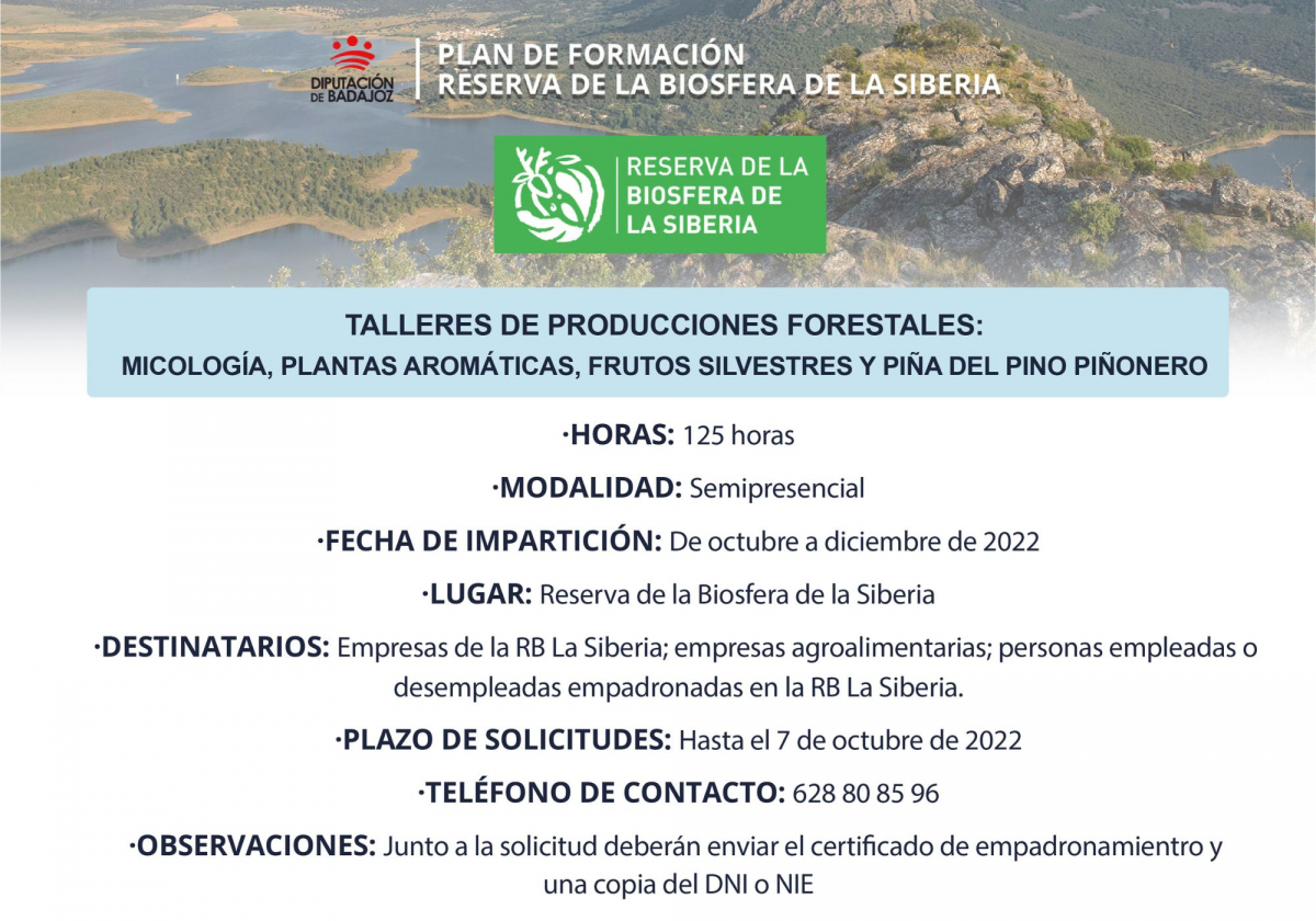 Abierto el plazo para inscribirse en el itinerario formativo de ‘’Talleres de productos forestales’’ en La Reserva de la Biosfera de La Siberia