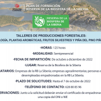 Abierto el plazo para inscribirse en el itinerario formativo de ‘’Talleres de productos forestales’’ en La Reserva de la Biosfera de La Siberia