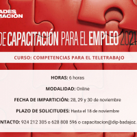 Diputación de Badajoz impulsa una nueva acción formativa online en ‘’Competencias para el teletrabajo’’