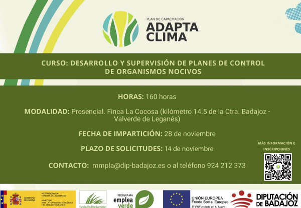 Diputación de Badajoz impulsa diferentes acciones formativas relacionadas con el empleo que genera la adaptación y mitigación del cambio climático