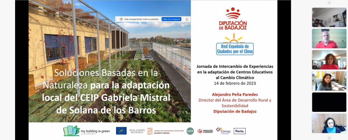 Diputación de Badajoz explica su experiencia con el proyecto LIFE MyBuildingisGreen en la Jornada de intercambio de experiencias en la adaptación de centros educativos al cambio climático